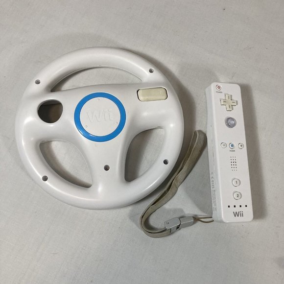 Nintendo Wii Remote Controller with Wheel for Mario Kart Racing Game OEM Genuine - Picture 1 of 12